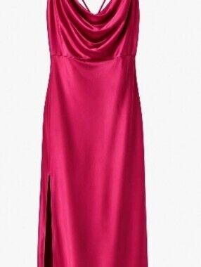 Lioness Fuchsia Satin Cowl Neck Maxi Dress